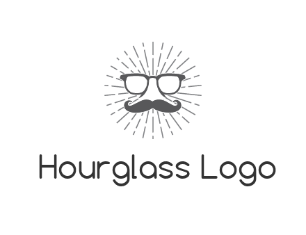 glass and moustache with nose in circle