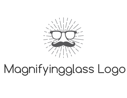 glass and moustache with nose in circle