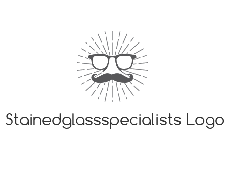 glass and moustache with nose in circle