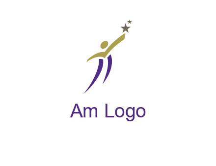 abstract people jumping to touch star graphics