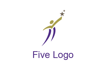 abstract people jumping to touch star graphics