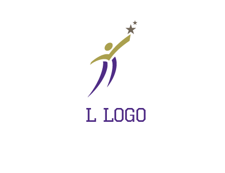 abstract people jumping to touch star graphics