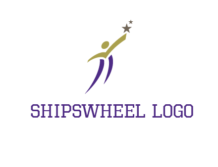 abstract people jumping to touch star graphics