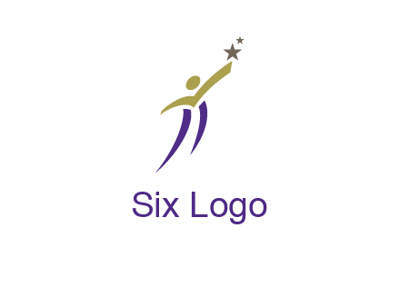 abstract people jumping to touch star graphics