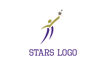 abstract people jumping to touch star graphics