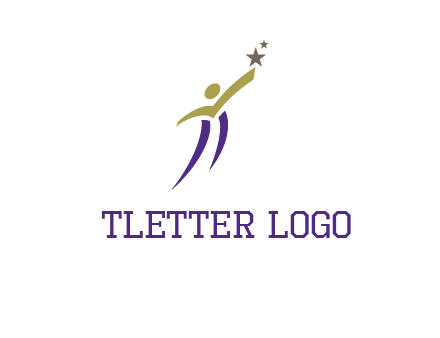 abstract people jumping to touch star graphics