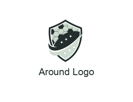 swoosh in shield with football pattern