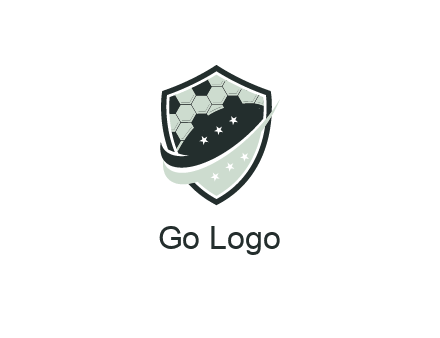 swoosh in shield with football pattern