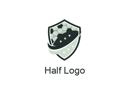 swoosh in shield with football pattern
