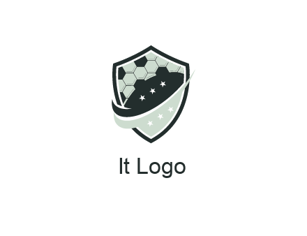 swoosh in shield with football pattern
