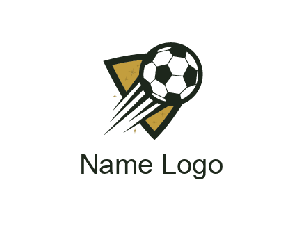 shield behind football with lines