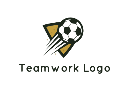shield behind football with lines