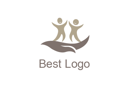happy people on caring hand graphics