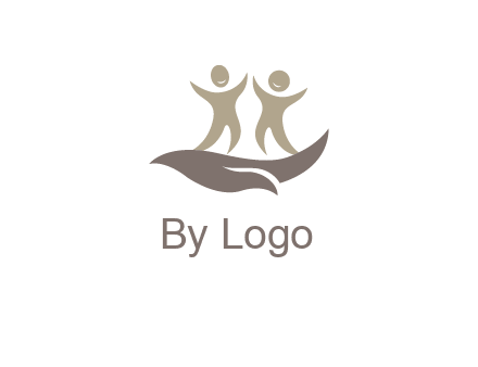 happy people on caring hand graphics