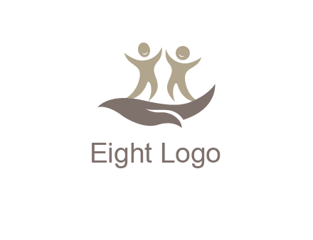 happy people on caring hand graphics