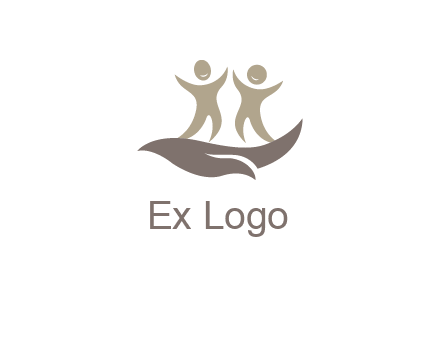 happy people on caring hand graphics