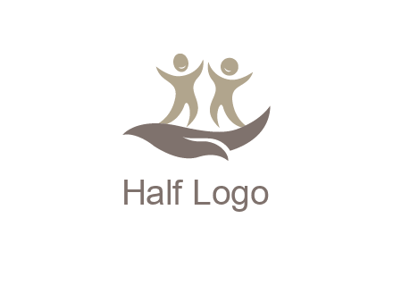 happy people on caring hand graphics