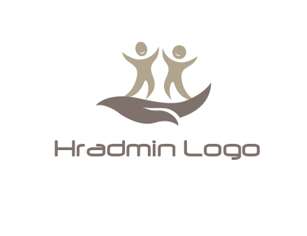 happy people on caring hand graphics