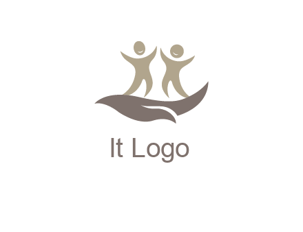 happy people on caring hand graphics