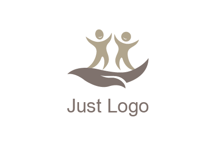 happy people on caring hand graphics