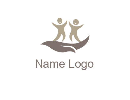 happy people on caring hand graphics