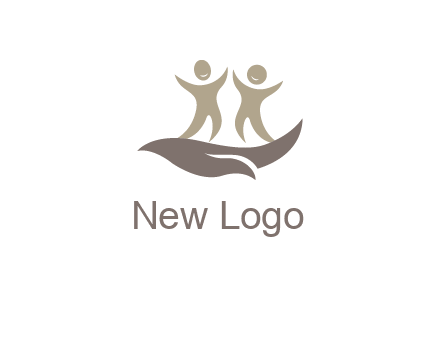 happy people on caring hand graphics