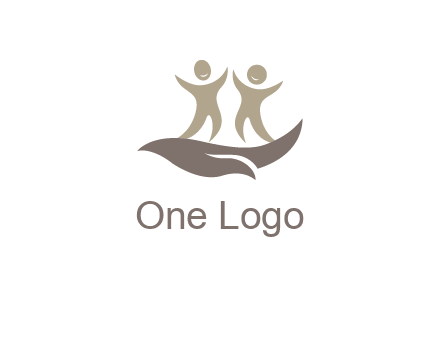 happy people on caring hand graphics