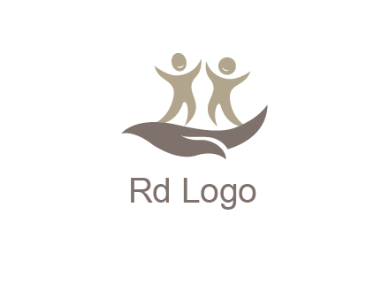 happy people on caring hand graphics