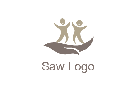 happy people on caring hand graphics