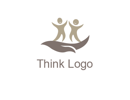 happy people on caring hand graphics