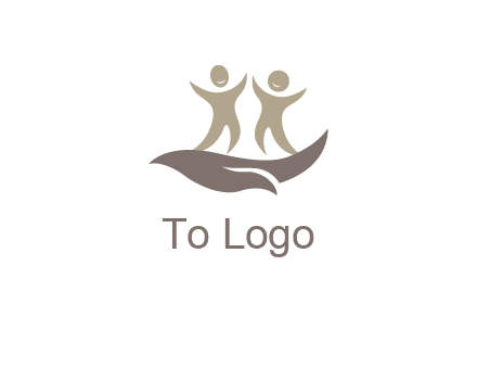 happy people on caring hand graphics