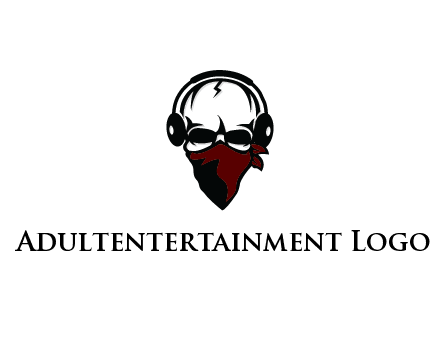 skull wearing headphones and mask
