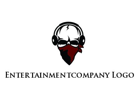 skull wearing headphones and mask