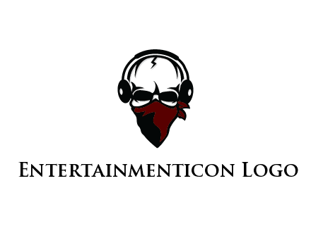 skull wearing headphones and mask