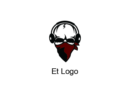 skull wearing headphones and mask