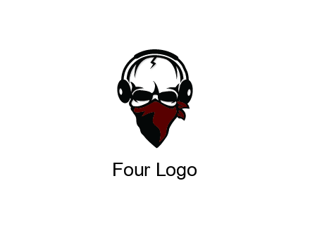 skull wearing headphones and mask