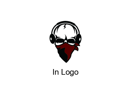 skull wearing headphones and mask