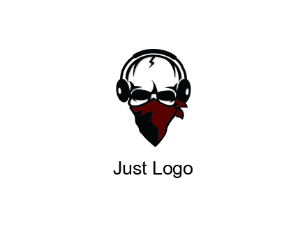 skull wearing headphones and mask