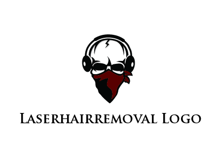 skull wearing headphones and mask