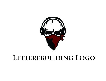 skull wearing headphones and mask