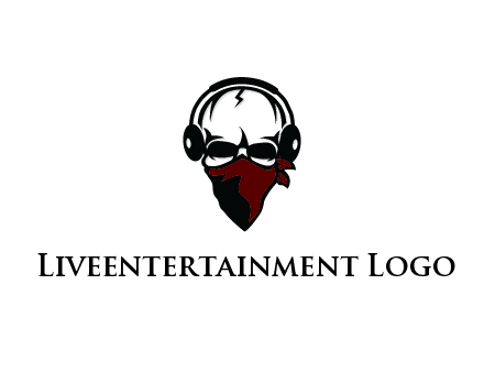skull wearing headphones and mask