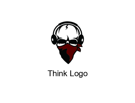 skull wearing headphones and mask