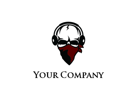 skull wearing headphones and mask