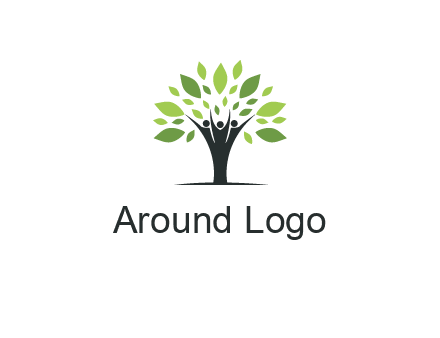 people icon with leaves forming tree