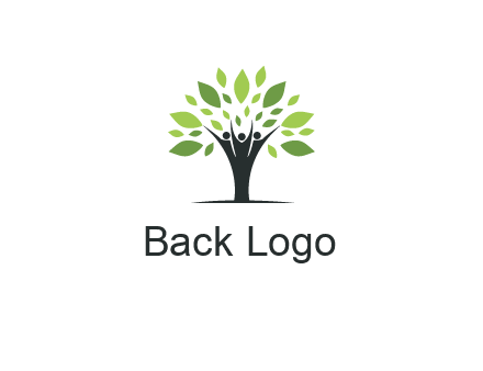 people icon with leaves forming tree