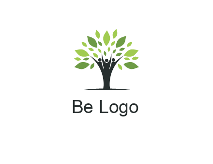 people icon with leaves forming tree