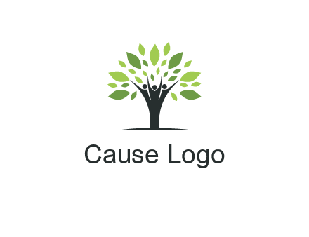 people icon with leaves forming tree