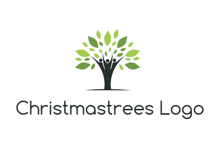 people icon with leaves forming tree