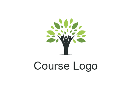 people icon with leaves forming tree