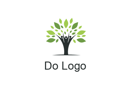 people icon with leaves forming tree